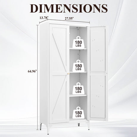 Adjustable 2 Door Kitchen Pantry Cabinet With Striped Design