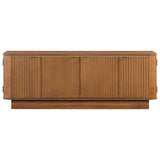 TV Stand, Fluted Media Console With Adjustable Shelves And Cable Holes