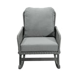 Contemporary Minimalist Wicker Rocking Chair With Soft Cushions And Durable Wooden Frame