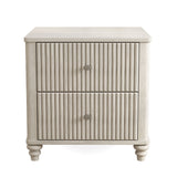 Fluted Nightstand With 3 Drawers