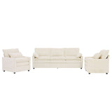 Modern Sofa Set With Double Layer Cushion And Side Storage Pockets
