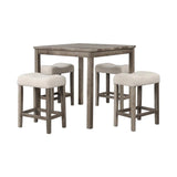 Transitional Counter Dining Set With 4 Tufted Stools