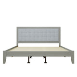 Mid Century Modern Platform Bed With Upholstered Headboard