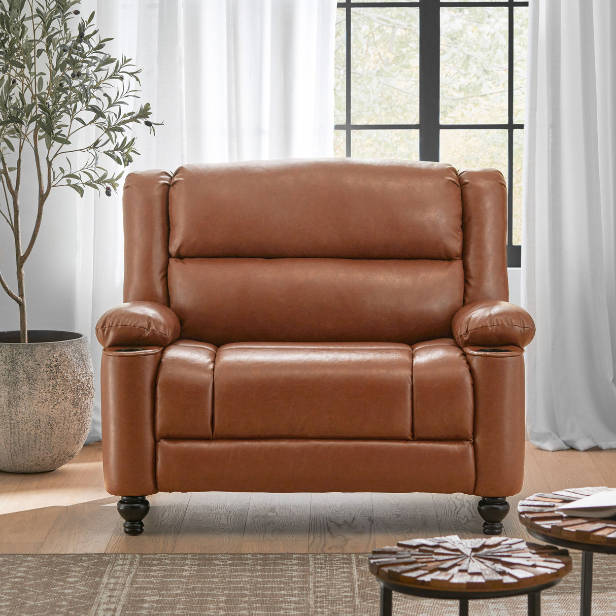 Tufted Design Wide Manual Recliner Chair