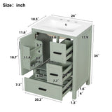 Bathroom Vanity With Sink, Soft-Close Doors, Double-Layer Shelf And 3 Drawers
