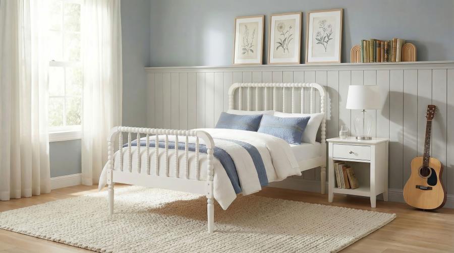 Jones Wood Twin Open Frame Bed White - 400415T