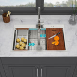 Topmount Drop In Kitchen Sink, Double Bowl Stainless Steel - Brushed Nickel