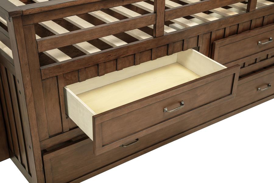 Carlsbad Wood Twin Captains Bed With Trundle Medium Brown - 400716T