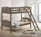Flynn Wood Twin Over Twin Bunk Bed Weathered Brown - 400808