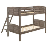 Flynn Wood Twin Over Twin Bunk Bed Weathered Brown - 400808