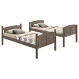 Flynn Wood Twin Over Twin Bunk Bed Weathered Brown - 400808