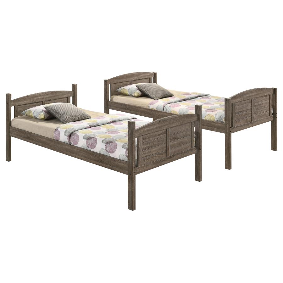 Flynn Wood Twin Over Full Bunk Bed with Mattress Weathered Brown - 400809-SM