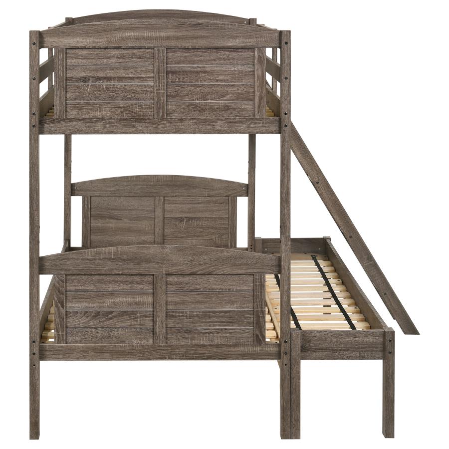 Flynn Wood Twin Over Full Bunk Bed Weathered Brown - 400809