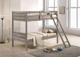 Ryder Wood Twin Over Twin Bunk Bed with Mattress Weathered Taupe - 400818-SM