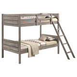 Ryder Wood Twin Over Twin Bunk Bed with Mattress Weathered Taupe - 400818-SM