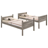 Ryder Wood Twin Over Twin Bunk Bed with Mattress Weathered Taupe - 400818-SM