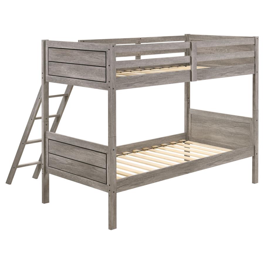 Ryder Wood Twin Over Twin Bunk Bed Weathered Taupe - 400818