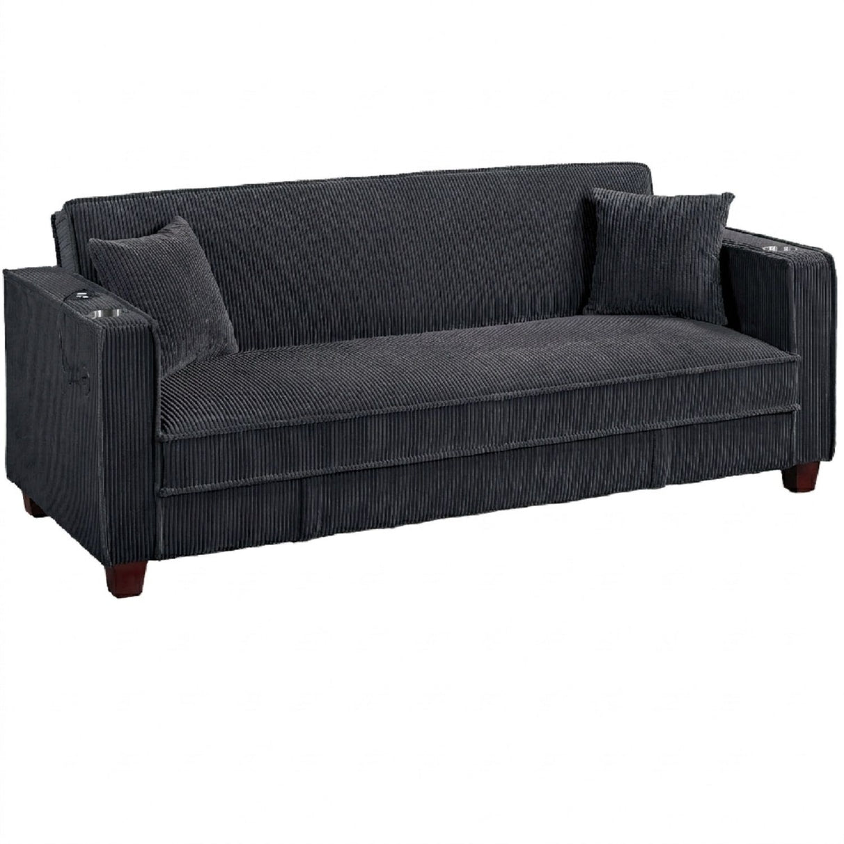 Modern Convertible Sofa With Hidden Storage USB Port, Cup Holder