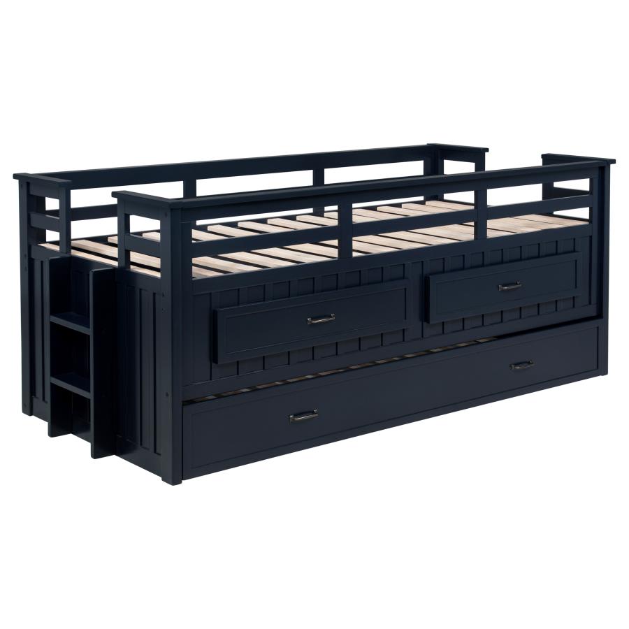 Carlsbad Wood Twin Captains Bed With Trundle Navy Blue - 401980T