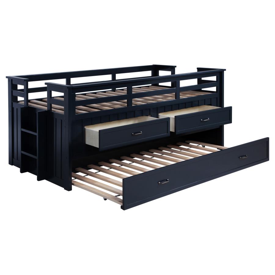 Carlsbad Wood Twin Captains Bed With Trundle Navy Blue - 401980T