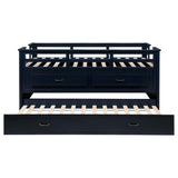 Carlsbad Wood Twin Captains Bed With Trundle Navy Blue - 401980T