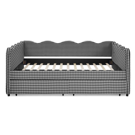 Gingham Daybed & USB Charging Port, Wave Shaped Design