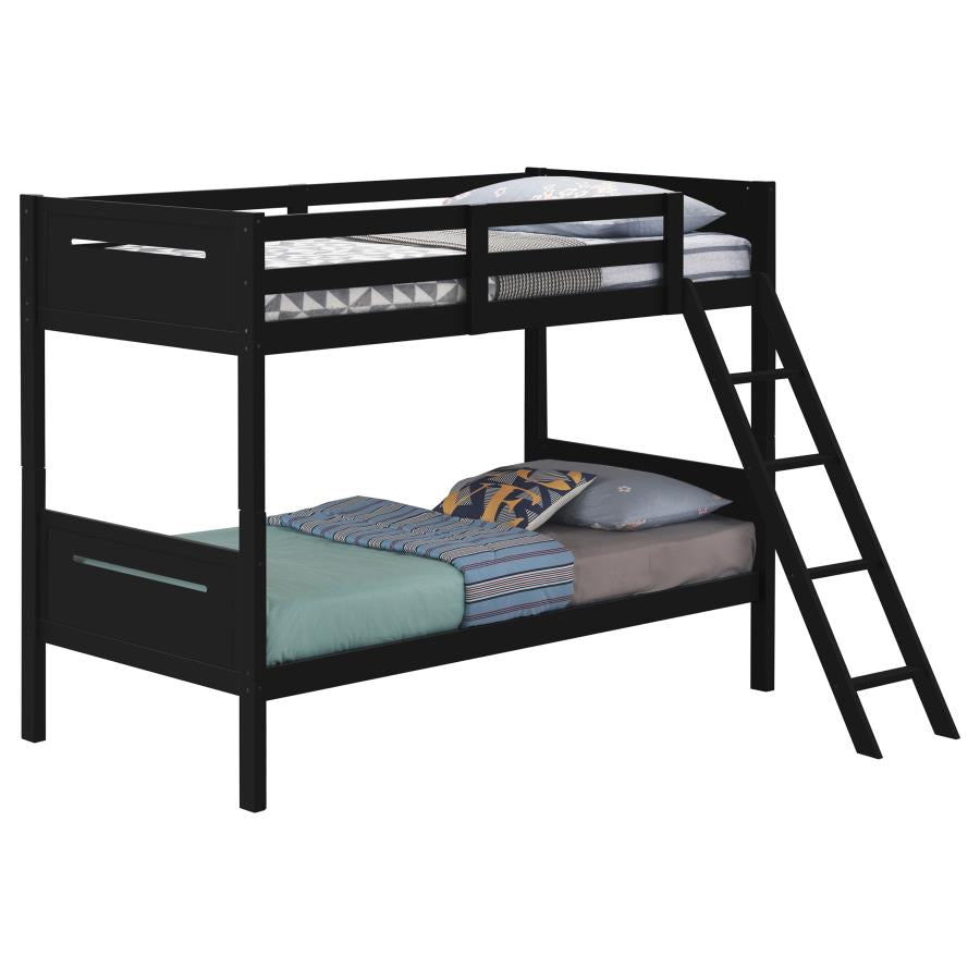 Littleton Wood Twin Over Twin Bunk Bed Black - 405051BLK