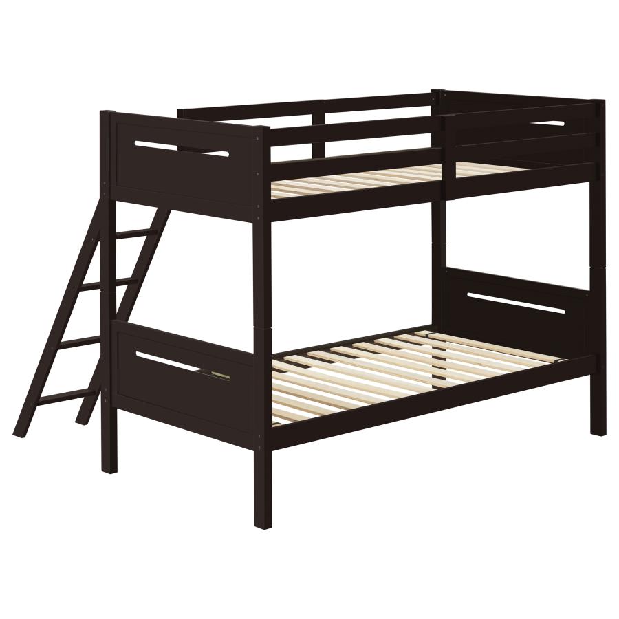 Littleton Wood Twin Over Twin Bunk Bed Espresso - 405051BRN