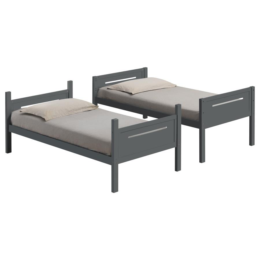 Littleton Wood Twin Over Twin Bunk Bed Grey - 405051GRY