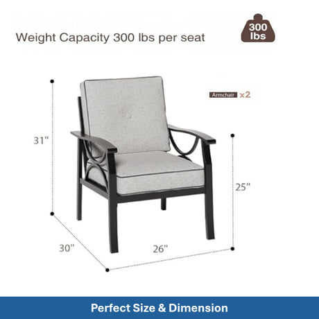 Patio Furniture Set, Coffee Table And Cushions For Backyard