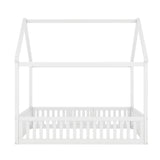 Wood House Bed With Fence And Door