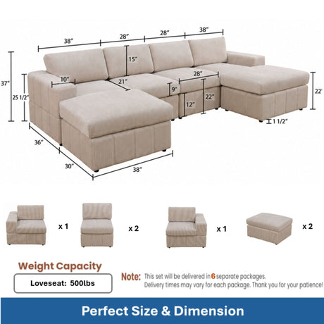 Modular Sectional Sofa, Reversible Set