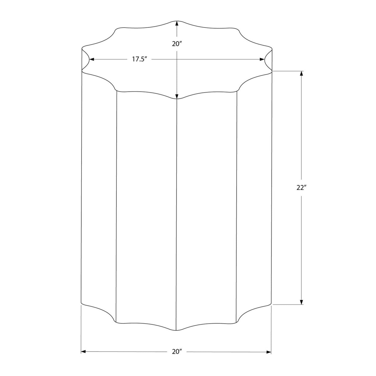 Drum Accent Side Table, Stylish Scalloped Design