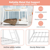 Bunk Bed Frame With Ladder And Guardrail, Heavy Duty Noise Free Design Metal Construction
