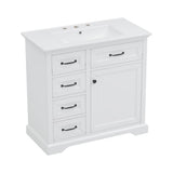 Modern Bathroom Vanity With Sink Top, 4 Drawers And 1 Soft-Close Door