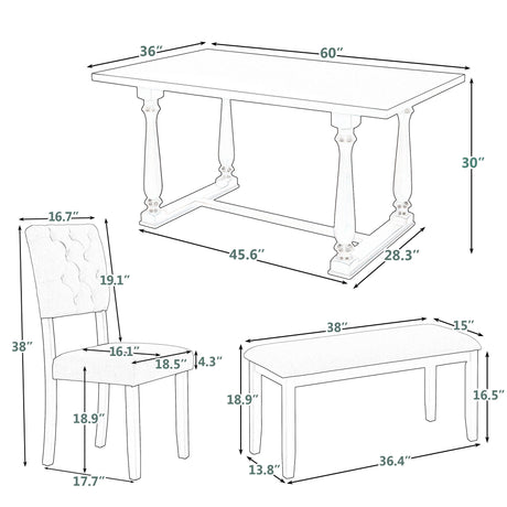6 Piece Dining Set Retro Style