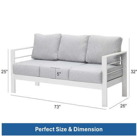 All-Weather Patio Sofa & Cushions, 3 Seat Outdoor Couch