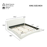 King Curved Upholstered Bed With Smart Ambient Lighting - Cream