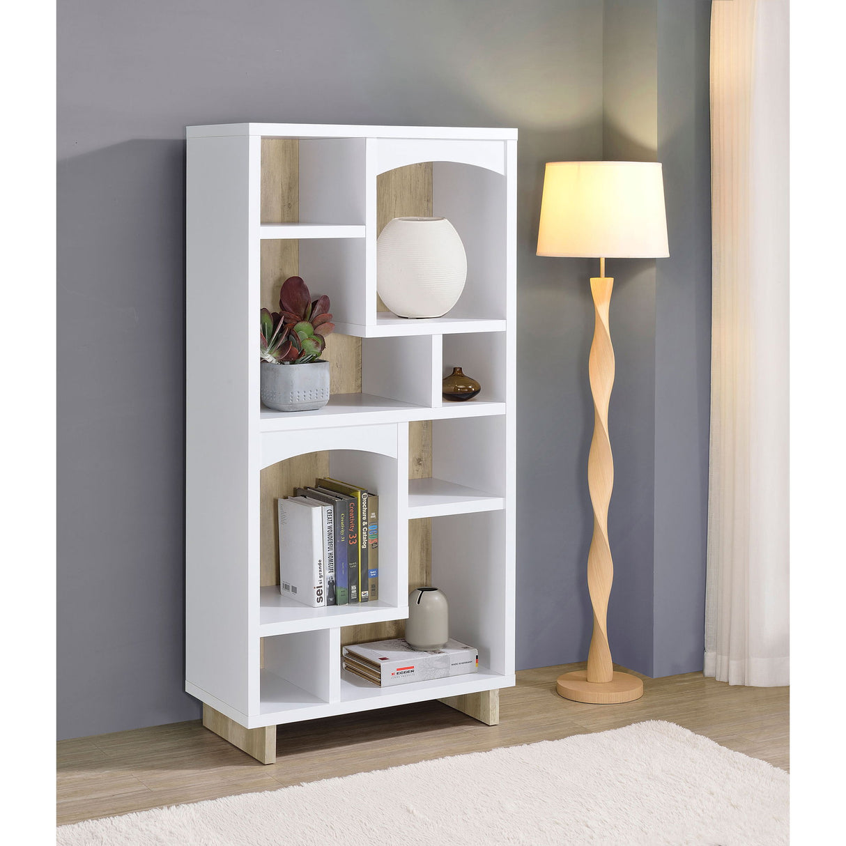Geilys - 8 Shelf Bookcase With Arch Details - White