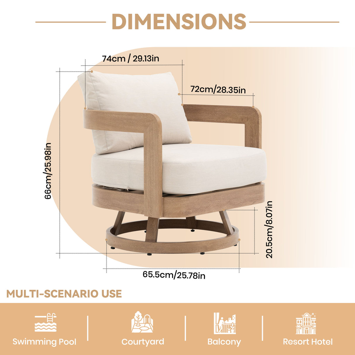 Swivel Chair For Patio - Oak