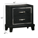 Nightstand With USB Port, Tapered Legs - Black