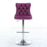 Swivel Barstools Adjusatble Seat Height From 25-33", Modern Upholstered Base Bar Stools With Backs Comfortable Tufted For Home Pub And Kitchen Island (Set of 2)