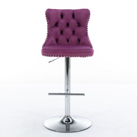 Swivel Barstools Adjusatble Seat Height From 25-33", Modern Upholstered Base Bar Stools With Backs Comfortable Tufted For Home Pub And Kitchen Island (Set of 2)