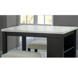 Dining Table Set With Storage Shelves, 3 Piece With 2 Stools - Black / Ivory / White