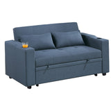 Modern Style Convertible Sofa With Pull-Out Bed, USB Ports & Cup Holders
