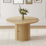 Roman Column Round Dining Table With Double Layer Storage - Wood