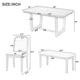 Farmhouse Dining Set With 4 Upholstered Chairs & 1 Bench