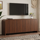 Curved Edge TV Stand With Large Cabinets