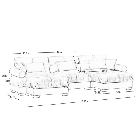 Super Comfort Oversized Modular Sectional Sofa With Movable Ottoman