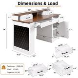 Office Desk With Storage Cabinet, Charging Station, Monitor Stand & Pegboard